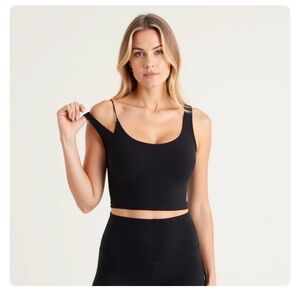 Women's Crissova V latch Nursing Black Crop Tank Top
